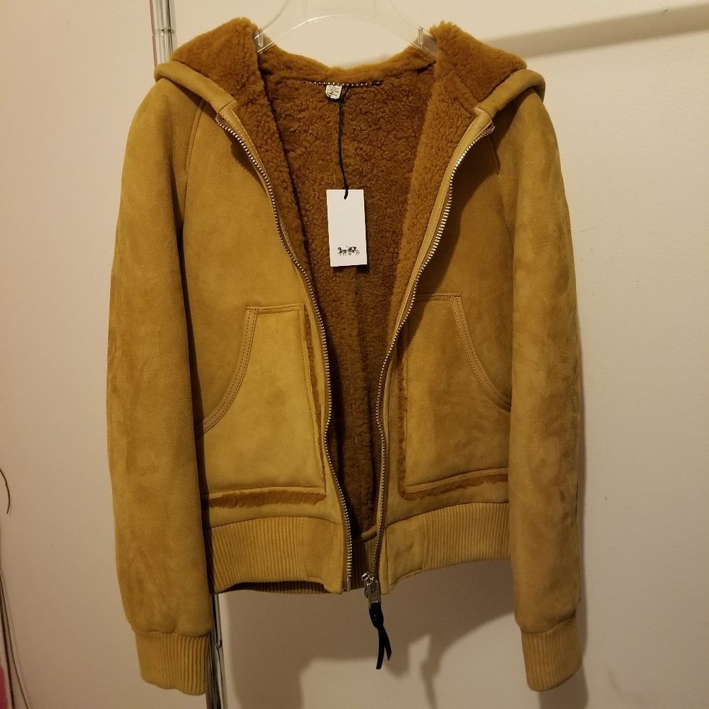 Coach Shearling Suede Hoodie Jacket